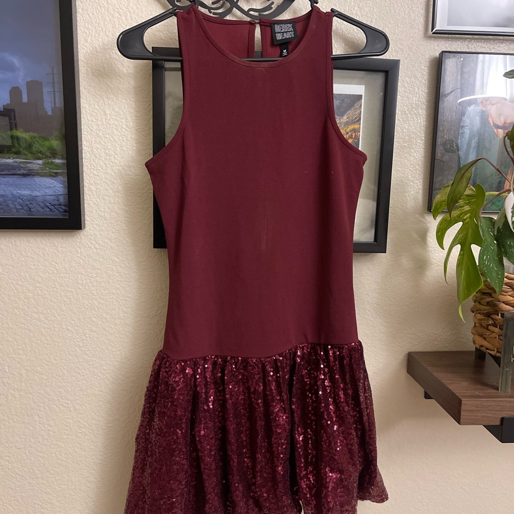 Burgundy Sequin Mini Dress